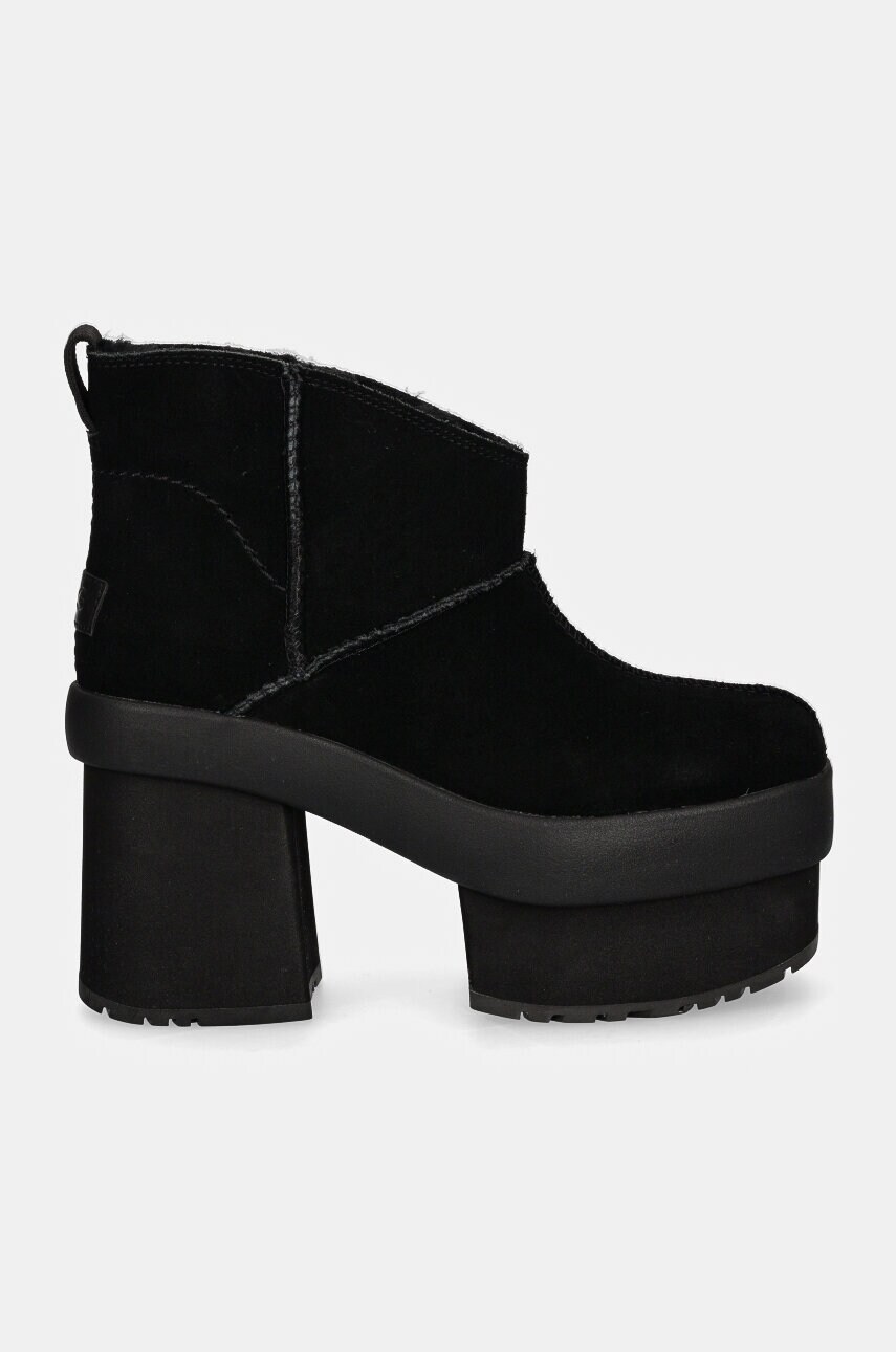 Черевики UGG New Heights Platform Mini жіночі колір чорний каблук блок утеплене 1157910-BLK