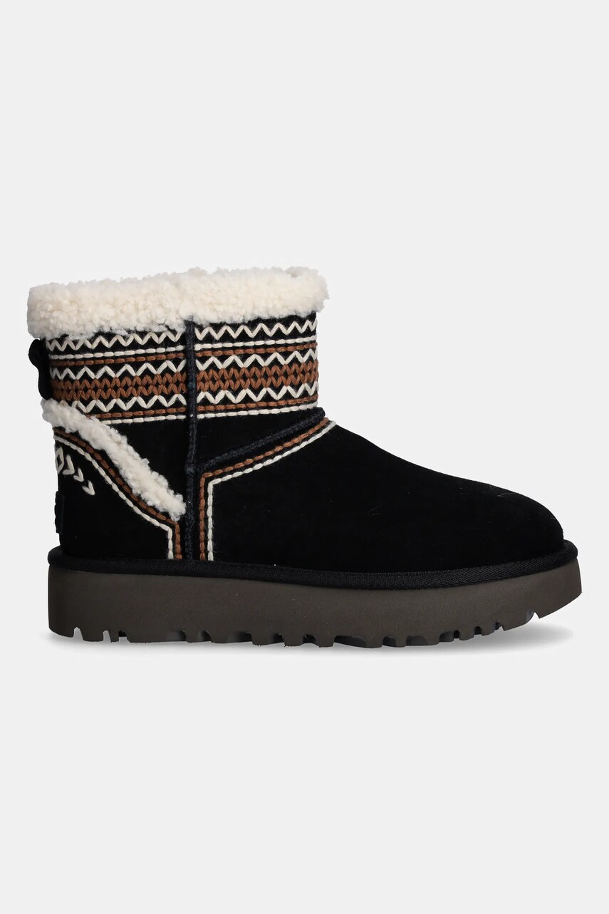 Замшеві чоботи UGG Classic Mini Atherson колір чорний 1158281-BLK