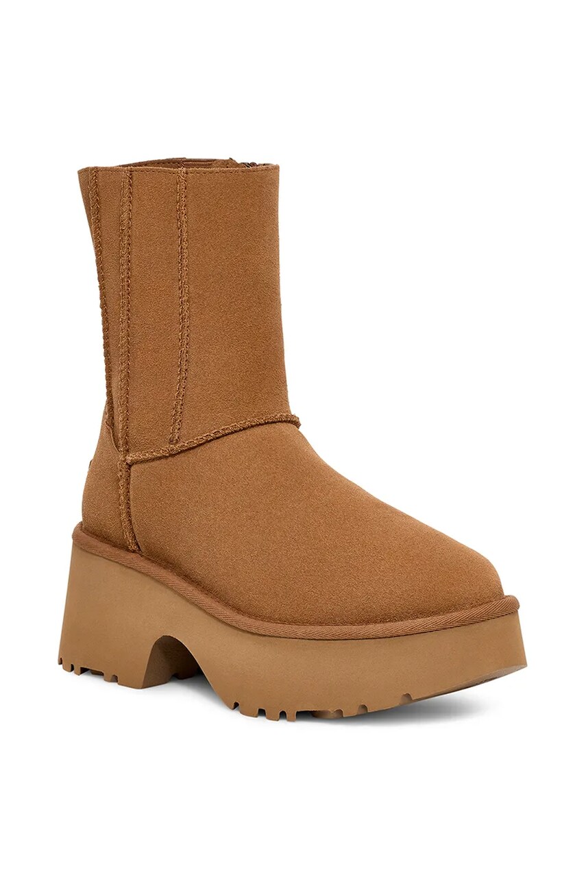 Замшеві кросівки UGG Classic Twin Seam New Heights жіночі колір коричневий на платформі злегка утеплена 1158313-CHE
