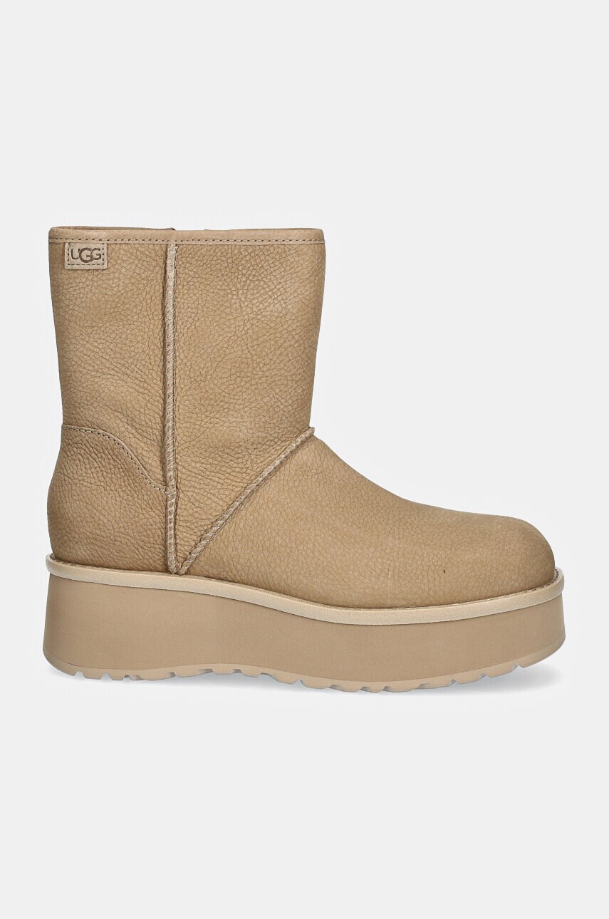 Шкіряні черевики UGG Cityfunc Mid колір бежевий на платформі 1163030-MDSD