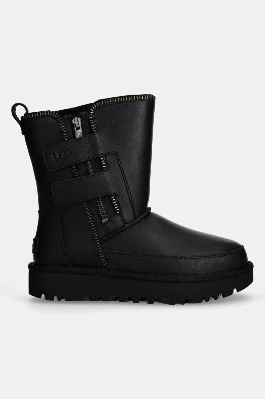 Шкіряні чоботи UGG Classic Short Moto Boot колір чорний 1164710-BLK