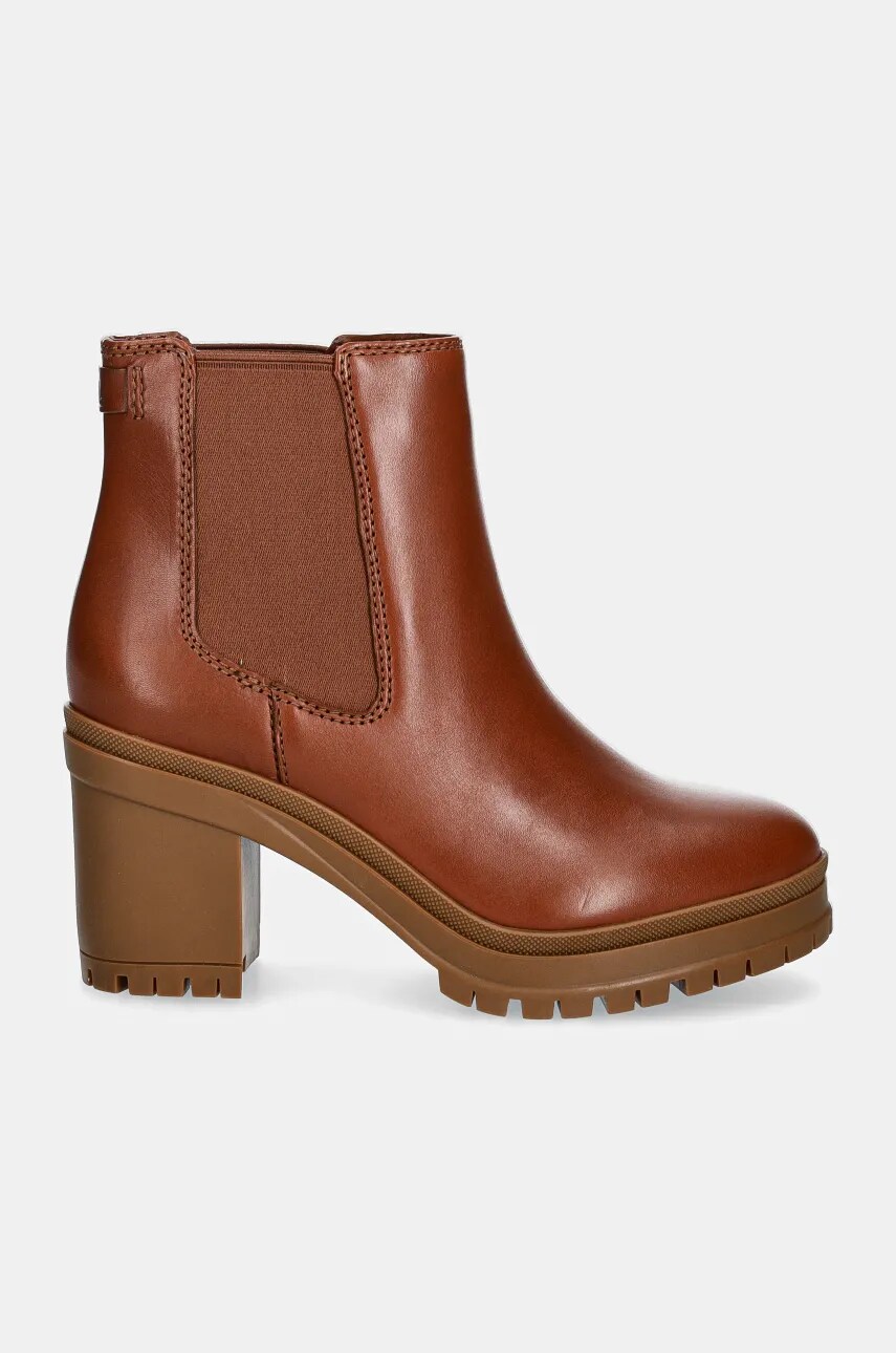 Шкіряні черевики Lauren Ralph Lauren Cailie жіночі колір коричневий каблук блок 802937825002