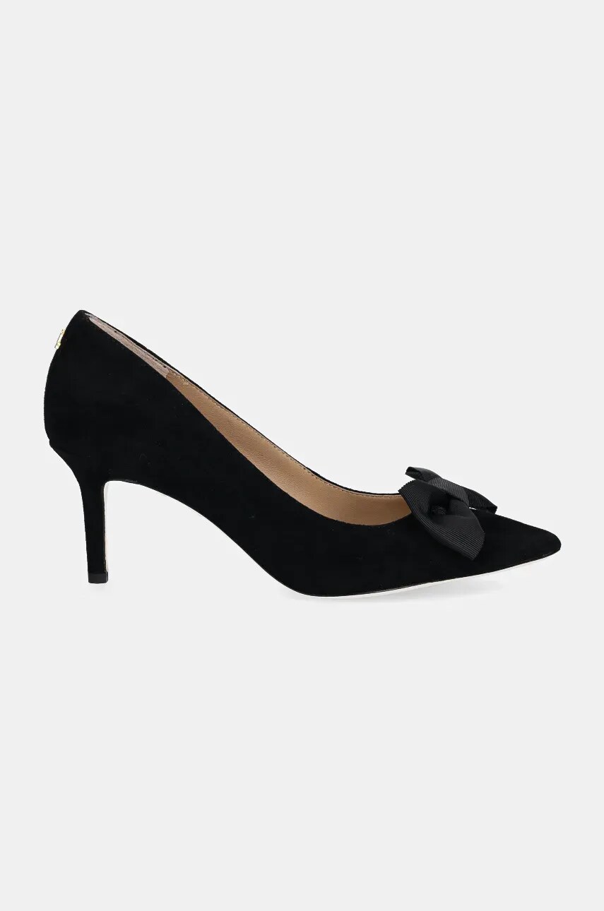 Замшеві туфлі Lauren Ralph Lauren Lanette Bow колір чорний 802944556001