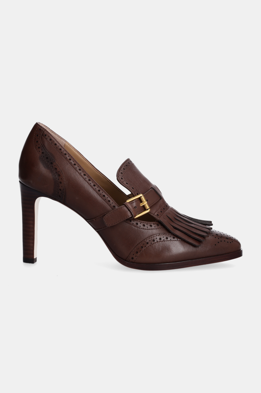 Шкіряні туфлі Lauren Ralph Lauren Colleen колір коричневий каблук блок 802944557002