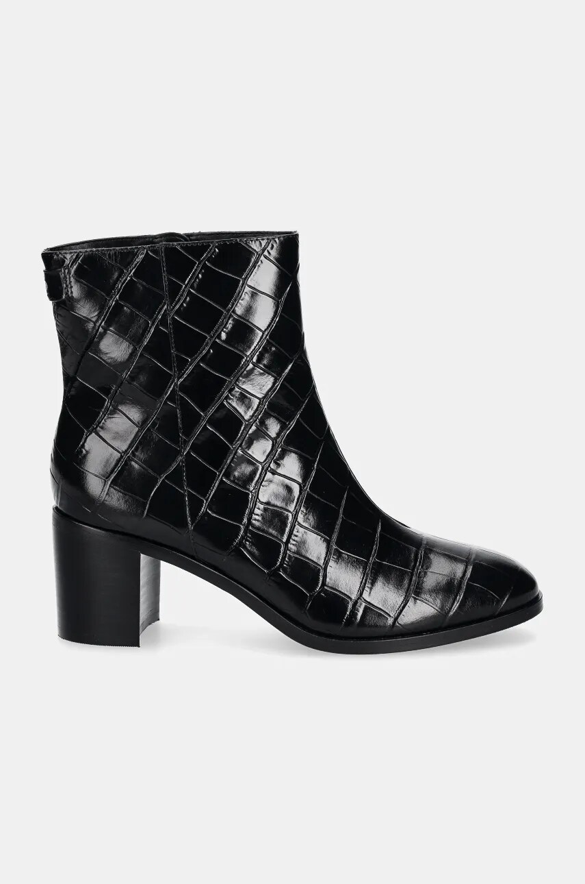 Шкіряні черевики Lauren Ralph Lauren Cassie жіночі колір чорний каблук блок 802951301001