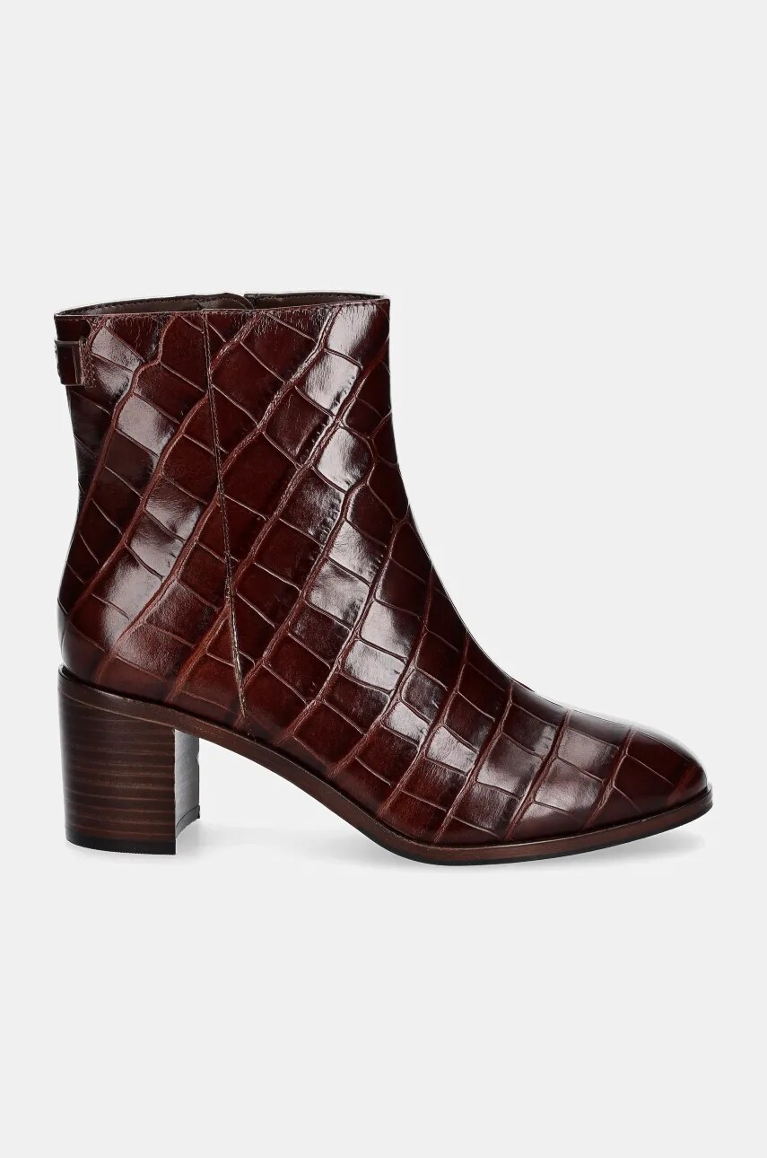 Шкіряні черевики Lauren Ralph Lauren Cassie жіночі колір бордовий каблук блок 802951301002