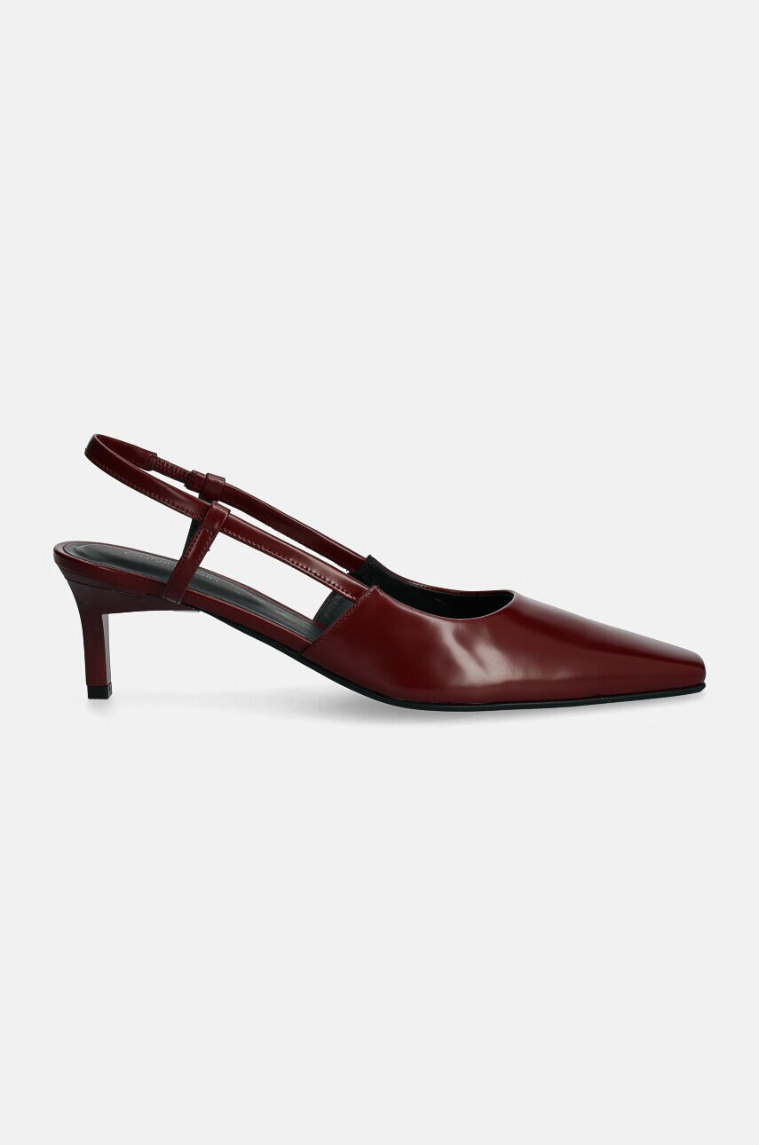 Шкіряні туфлі Calvin Klein HEEL SLINGBACK PUMP 50 LTH колір бордовий HW0HW02152