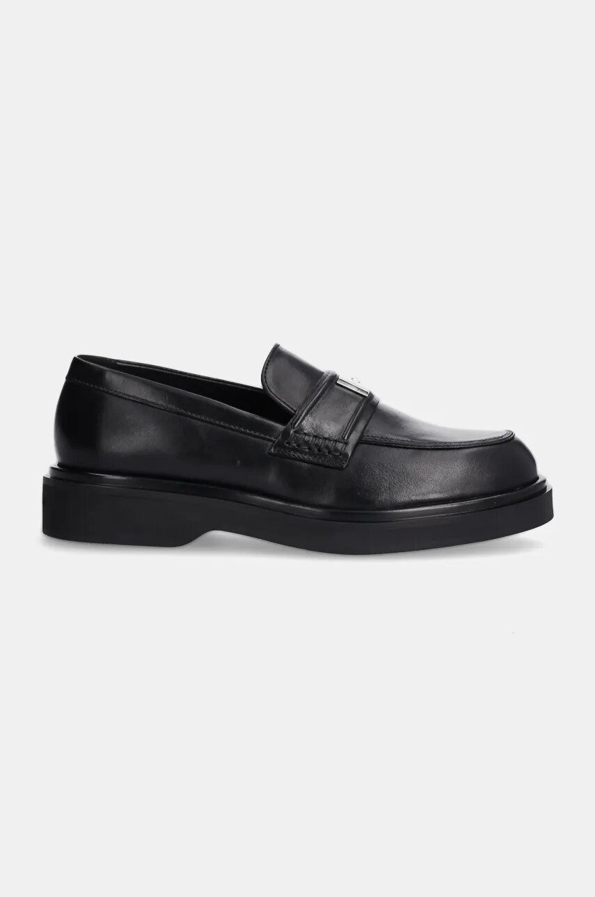 Шкіряні мокасини Calvin Klein LOAFER W/HW LTH жіночі колір чорний на платформі HW0HW02182