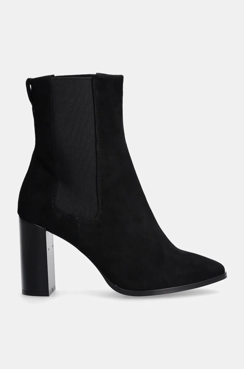 Черевики з нубуку Calvin Klein HEEL CHELSEA BOOT 85 SUE колір чорний каблук блок HW0HW02192