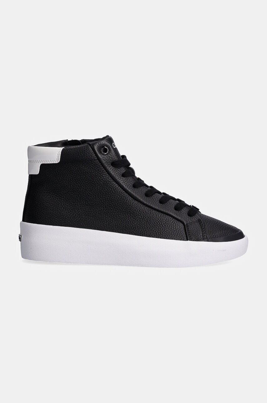 Шкіряні кросівки Calvin Klein VULC HIGH TOP LTH колір чорний HW0HW02213