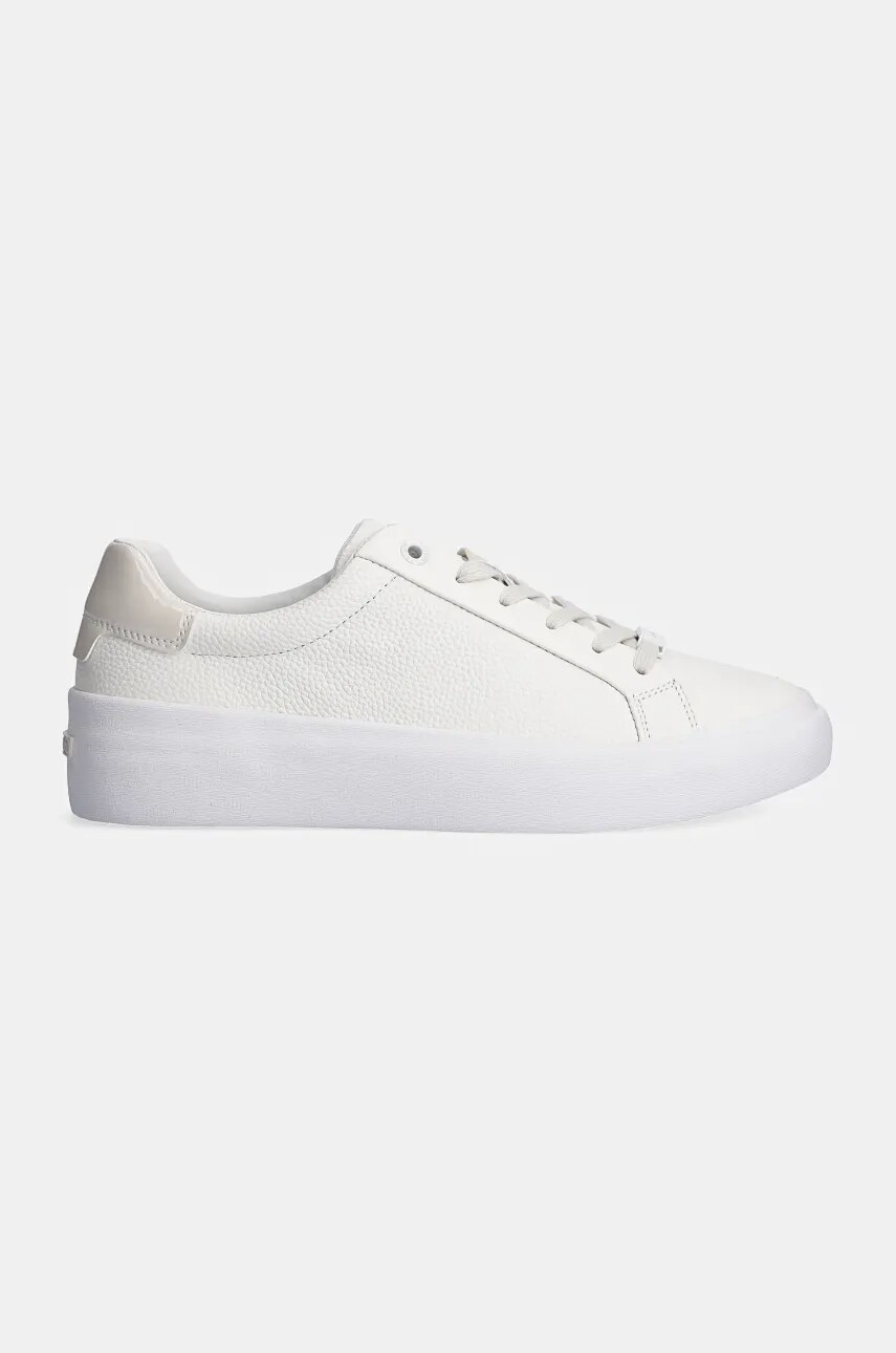 Шкіряні кросівки Calvin Klein VULC LACE UP LTH колір білий HW0HW02214