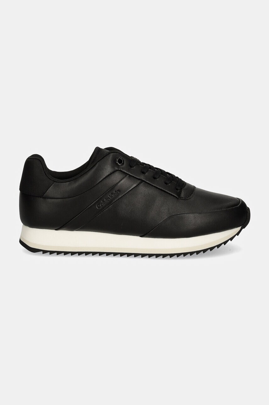 Шкіряні кросівки Calvin Klein RUNNER LACE UP LTH колір чорний HW0HW02216