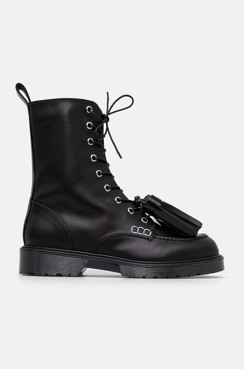 Черевики JW Anderson Tassel жіночі колір чорний на плоскому ходу ANW43001A