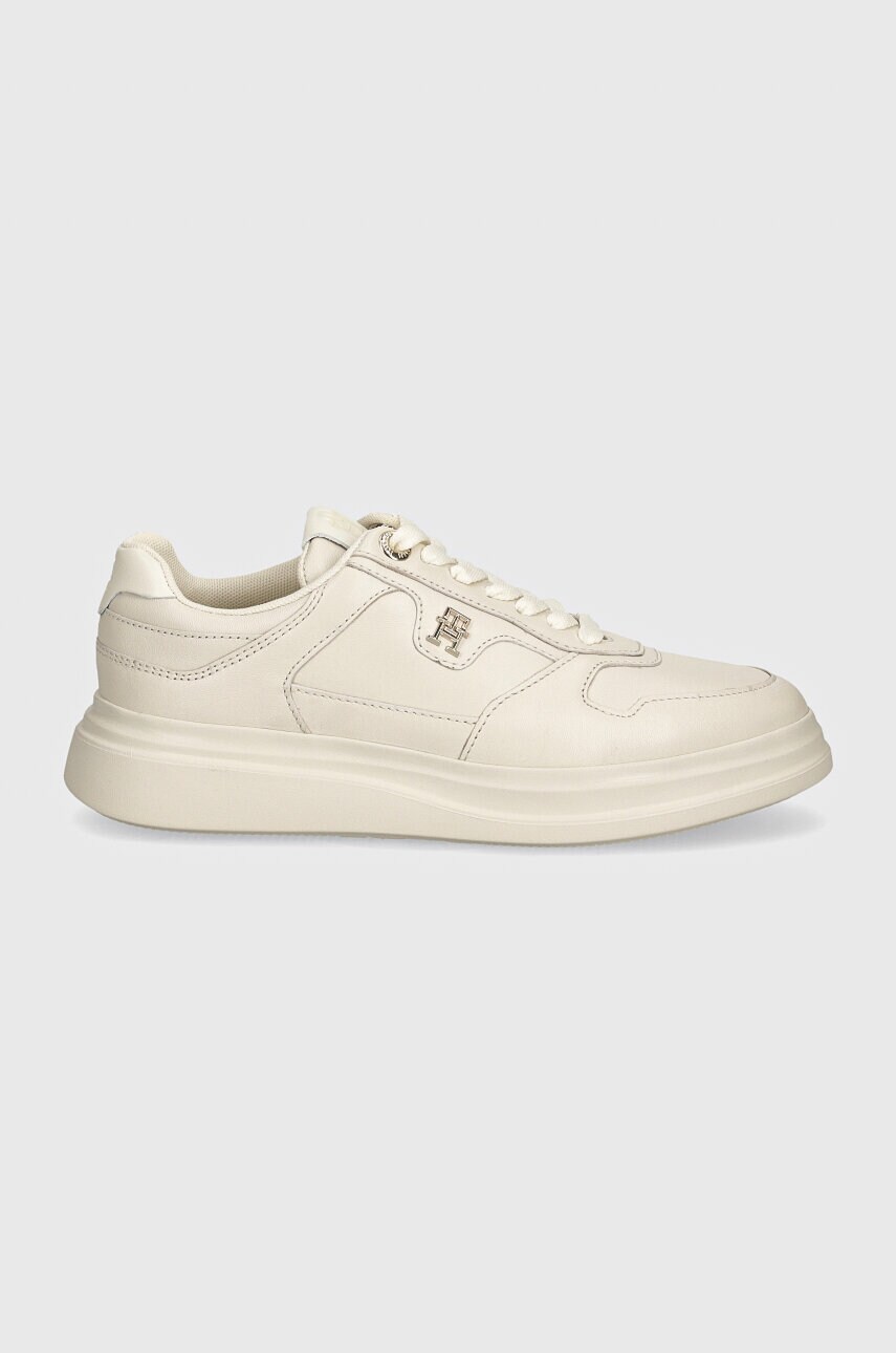 Шкіряні кросівки Tommy Hilfiger LUX POINTY COURT SNEAKER колір бежевий FW0FW07991