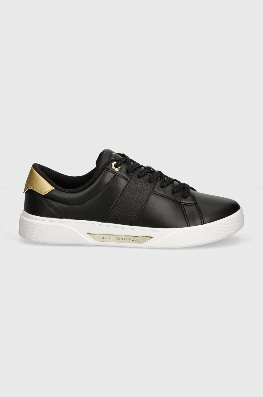 Шкіряні кросівки Tommy Hilfiger CHIC PANEL COURT SNEAKER колір чорний FW0FW07998