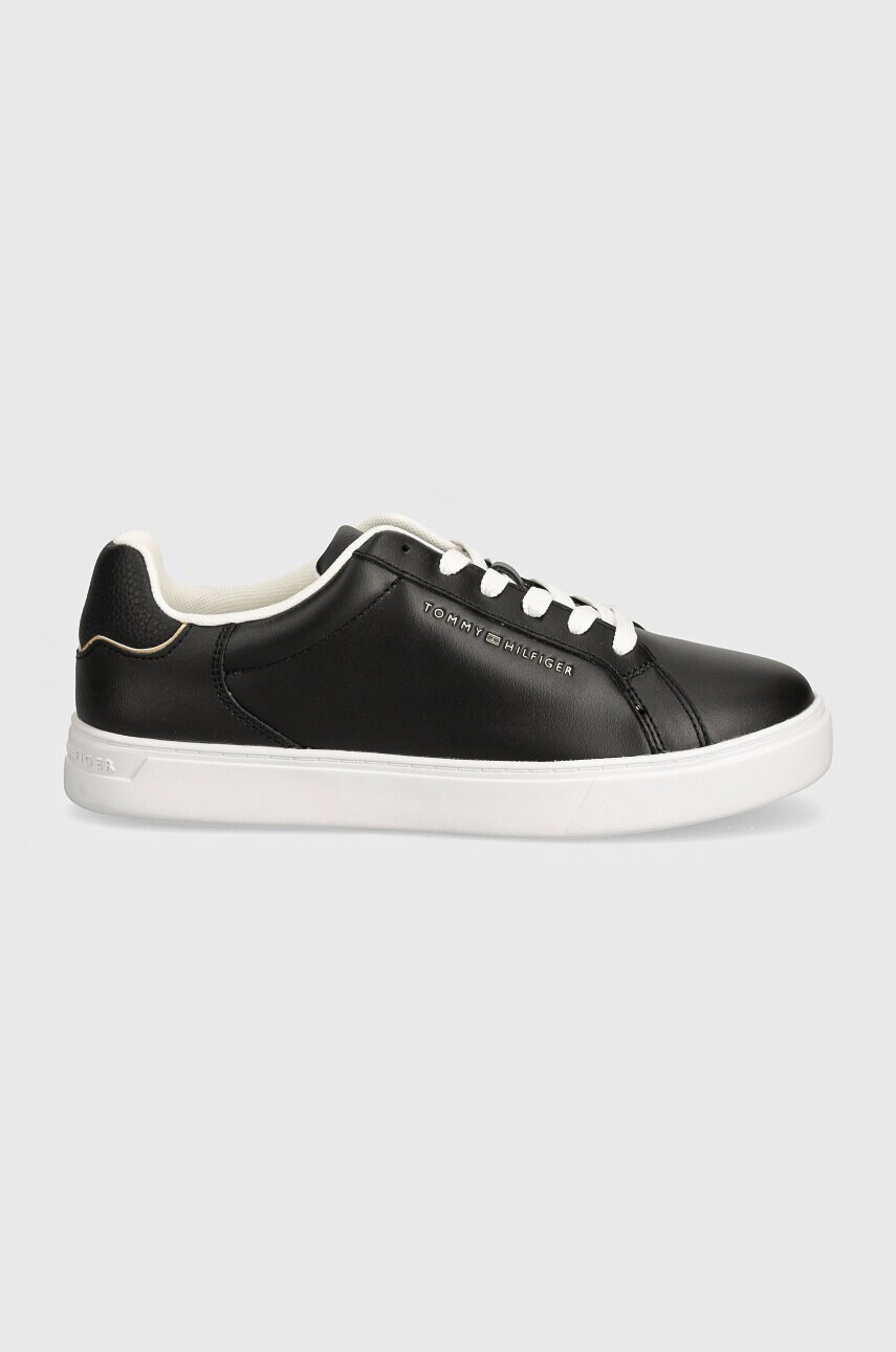 Шкіряні кросівки Tommy Hilfiger ESSENTIAL COURT SNEAKER колір чорний FW0FW08000