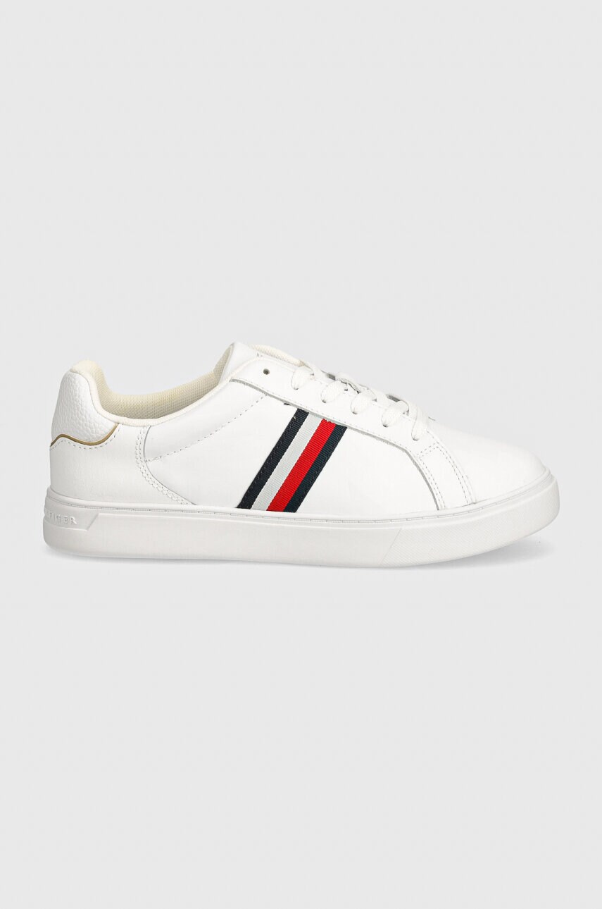 Шкіряні кросівки Tommy Hilfiger ESSENTIAL COURT SNEAKER STRIPES колір білий FW0FW08001