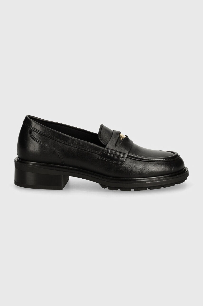 Шкіряні мокасини Tommy Hilfiger TH PENNY LOAFER жіночі колір чорний на платформі FW0FW08029