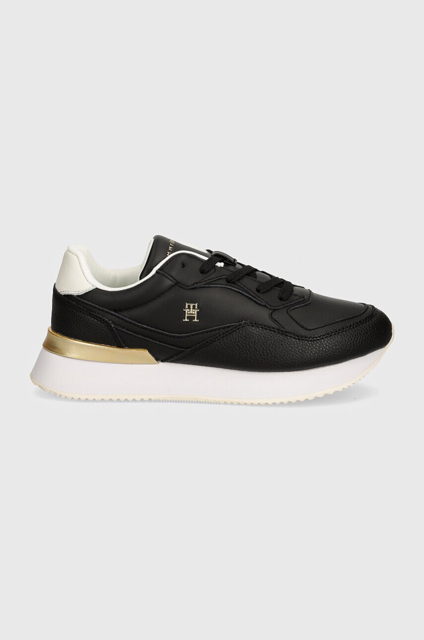 Шкіряні кросівки Tommy Hilfiger CHIC CHUNKY RUNNER колір чорний FW0FW08203