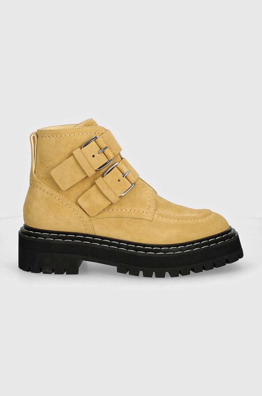 Замшеві черевики Proenza Schouler Lug Sole жіночі колір бежевий на платформі PS43100A