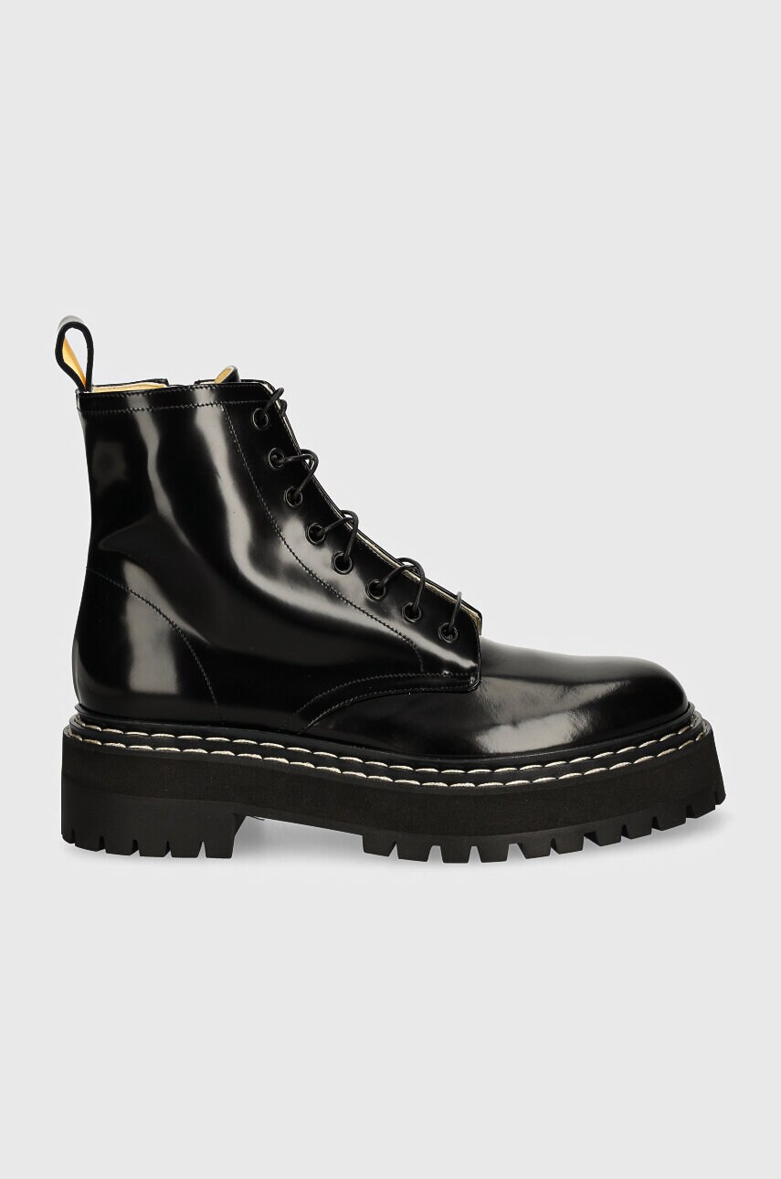 Шкіряні черевики Proenza Schouler Lug Sole жіночі колір чорний на плоскому ходу PS43102A