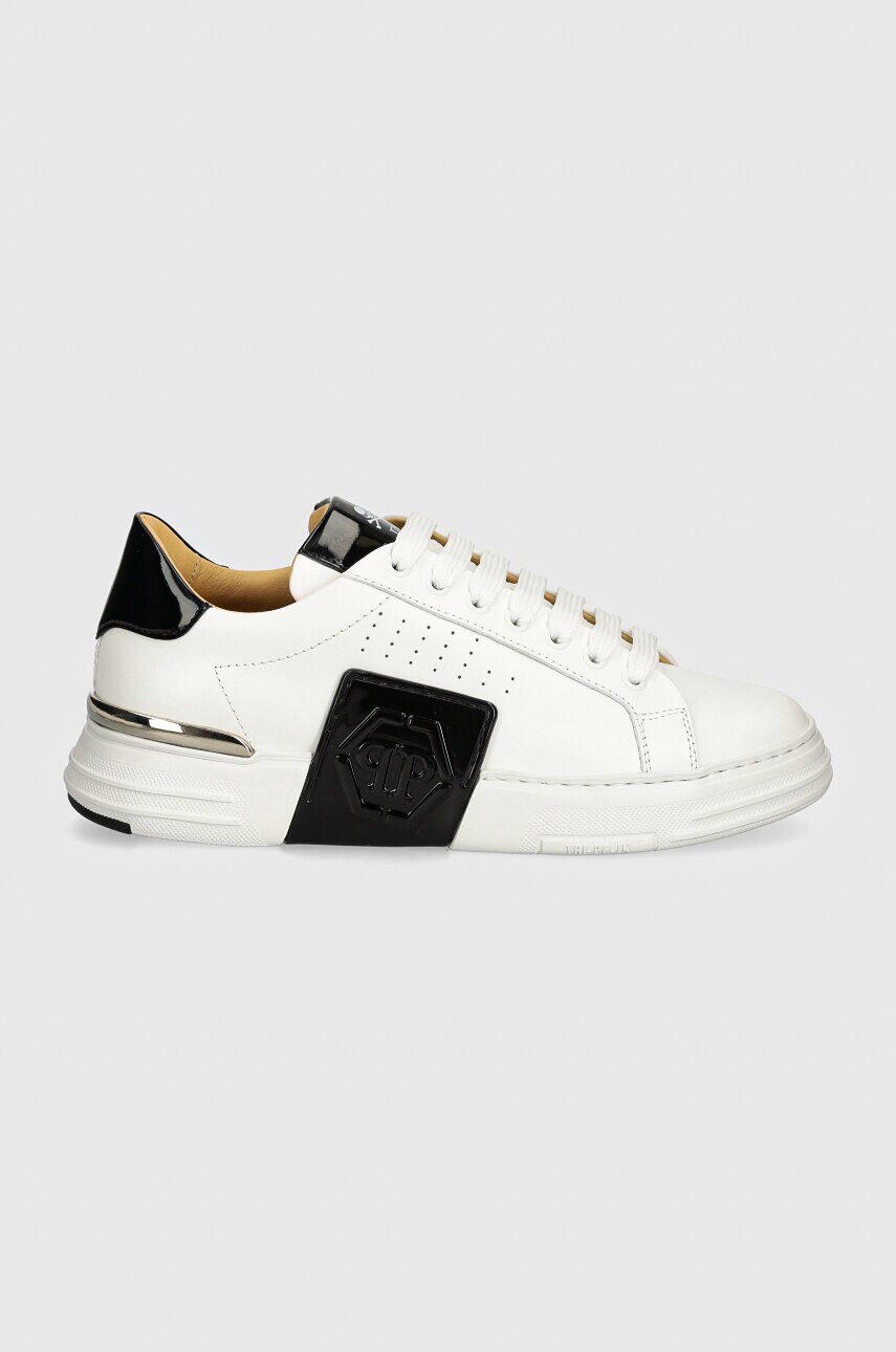 Шкіряні кросівки Philipp Plein Hexagon Phantom Kicks колір білий USC0565 PLE025N 01