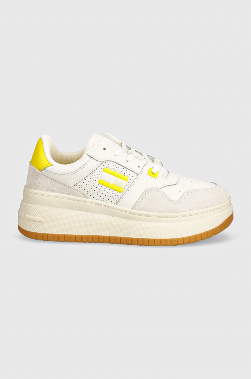 Кросівки Tommy Jeans TJW RETRO BASKET FLATFORM MIX колір білий EN0EN02654