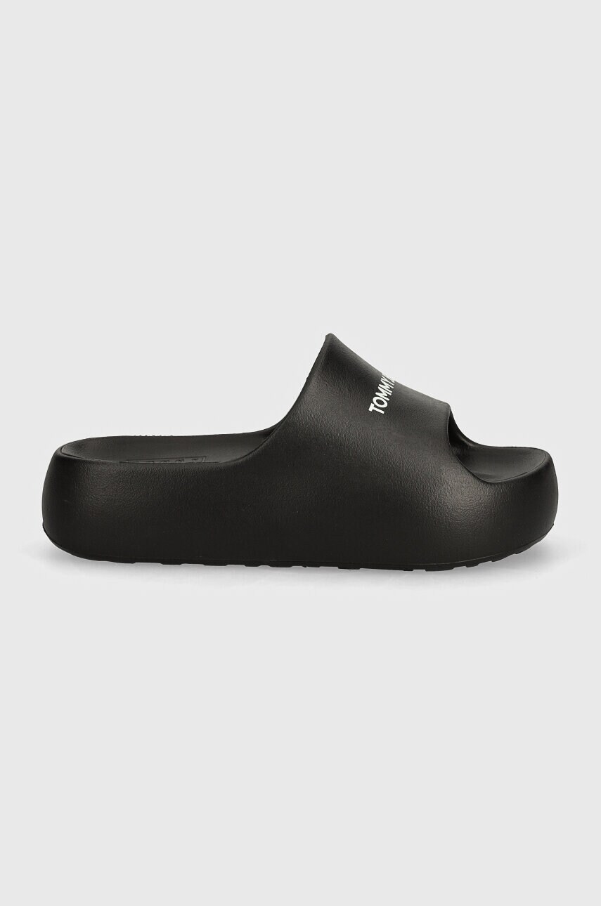 Шльопанці Tommy Jeans TJW CHUNKY FLATFORM жіночі колір чорний на платформі EN0EN02586