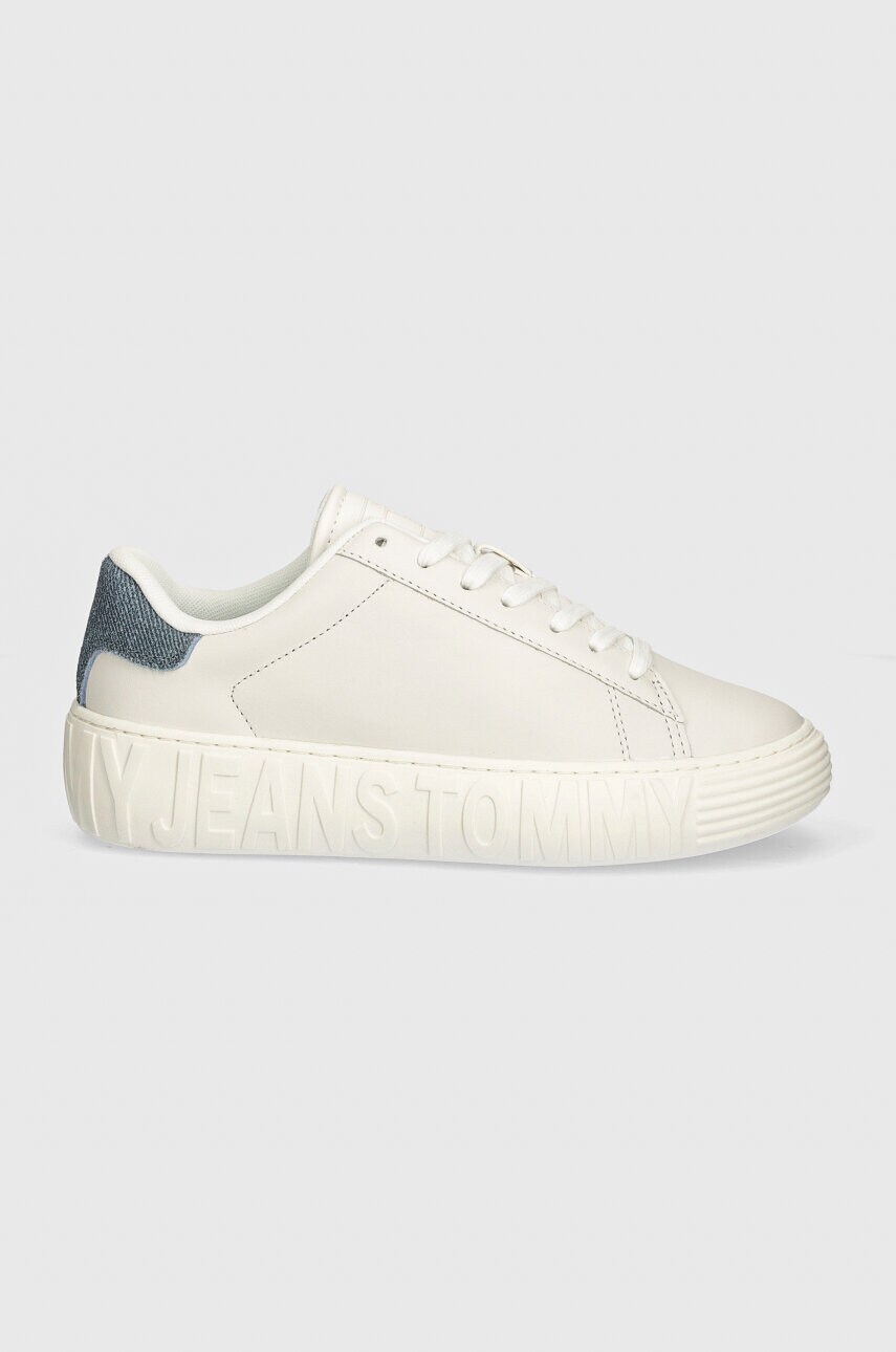 Шкіряні кросівки Tommy Jeans TJW FANCY LEATHER CUPSOLE колір білий EN0EN02575