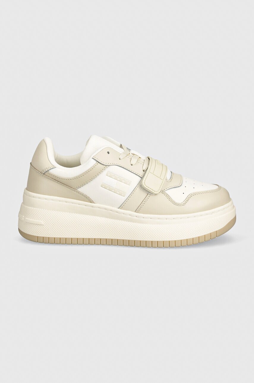 Кросівки Tommy Jeans TJW RETRO BASKET FLATFORM VELCRO колір бежевий EN0EN02573