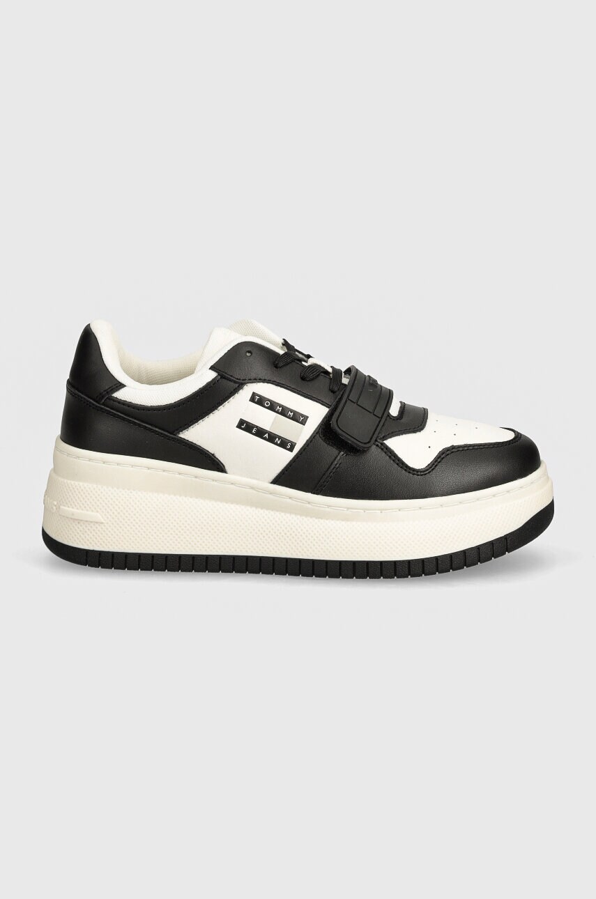 Кросівки Tommy Jeans TJW RETRO BASKET FLATFORM VELCRO колір чорний EN0EN02573