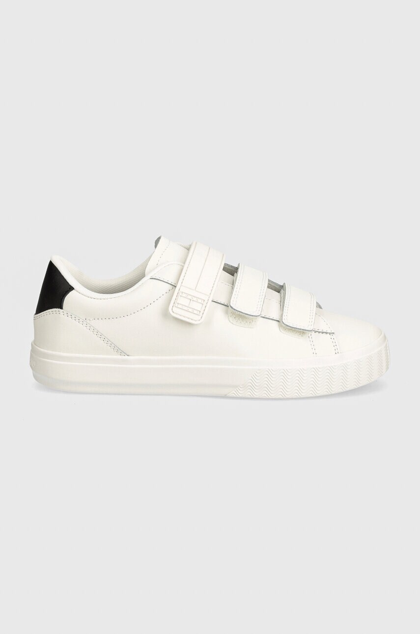 Шкіряні кросівки Tommy Jeans TJW CUPSOLE SNEAKER VELCRO колір білий EN0EN02568