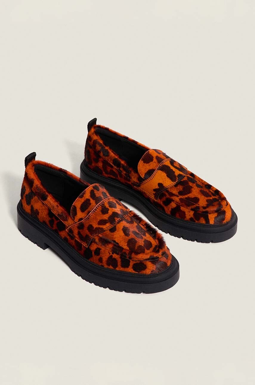 Шкіряні мокасини Hoff LEOPARD NARANJA жіночі колір помаранчевий на плоскому ходу 22428001 SCHOOL