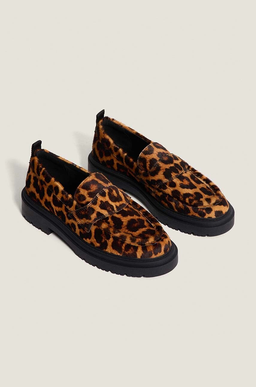 Шкіряні мокасини Hoff LEOPARD MARRON жіночі колір коричневий на плоскому ходу 22428004 SCHOOL