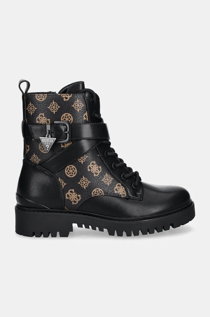 Черевики Guess OLSY жіночі колір чорний на плоскому ходу FLFOLS FAL10