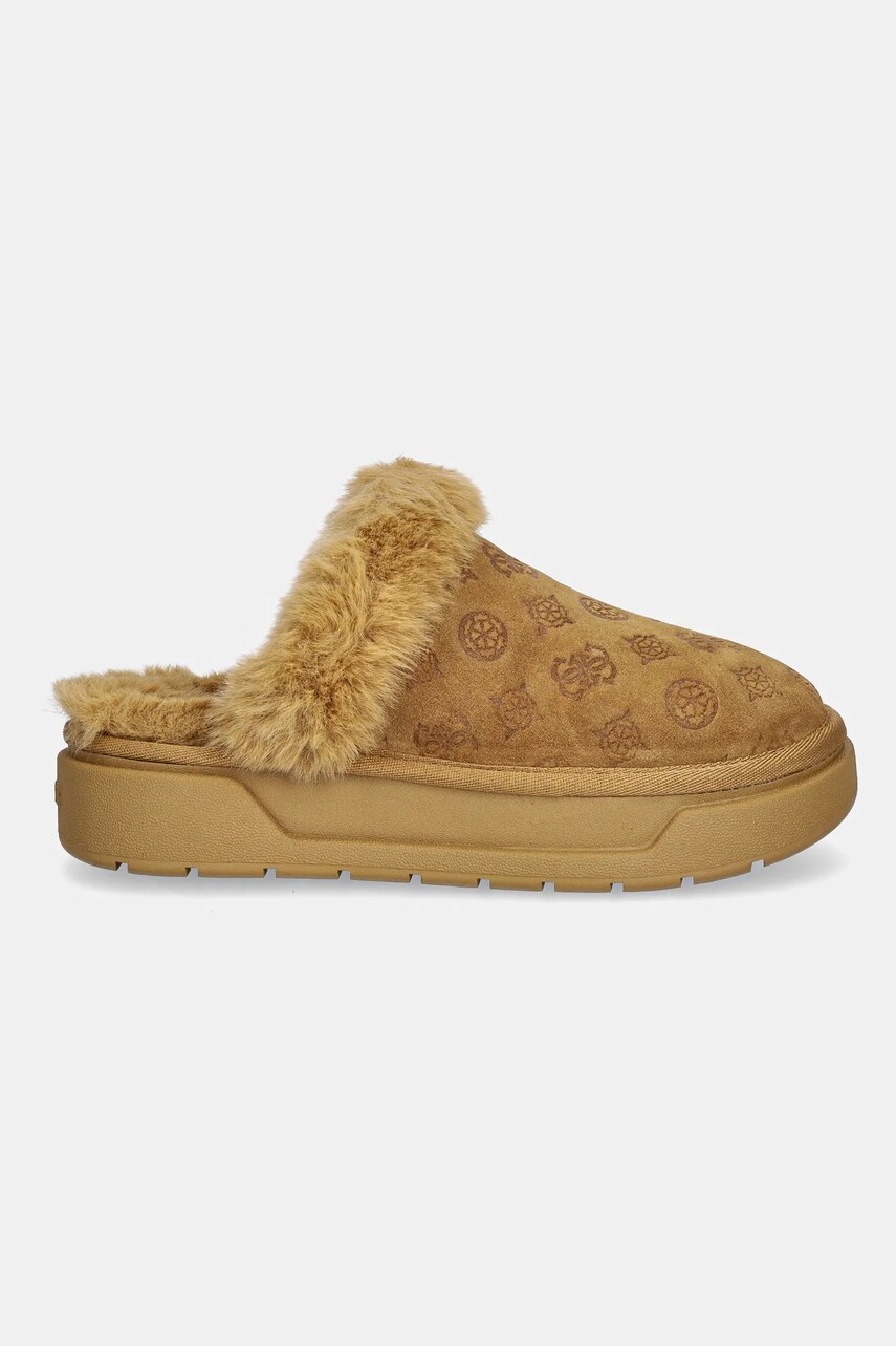 Замшеві тапочки Guess UNIKA3 колір коричневий FLFUK3 FAL06
