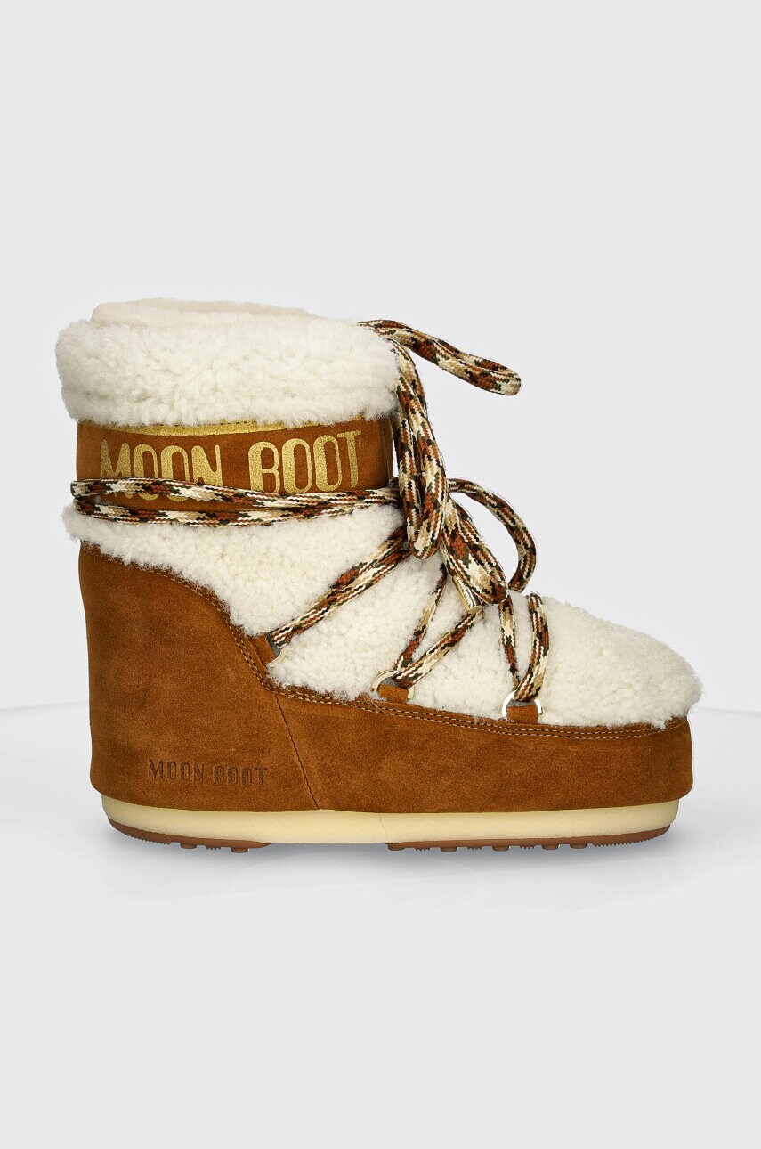 Замшеві чоботи Moon Boot MB ICON LOW SHEARLING колір коричневий 80D1409580 MA03