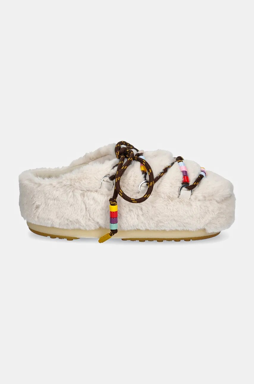 Тапочки Moon Boot MB MULE FAUX FUR BEADS колір бежевий 80D1460250 L002