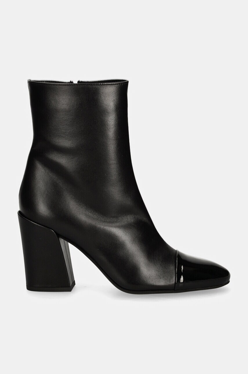 Шкіряні черевики Furla Essential Ankle Boot жіночі колір чорний каблук блок YI65FNU NE0000 O6000