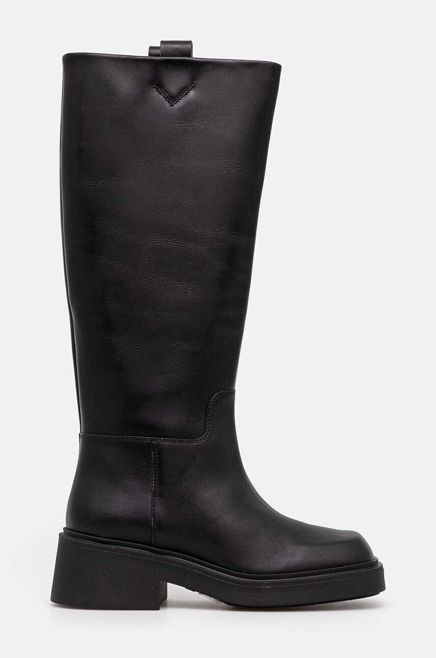Шкіряні чоботи Furla College High Boot жіночі колір чорний на плоскому ходу YI50FCG WU0000 3350S