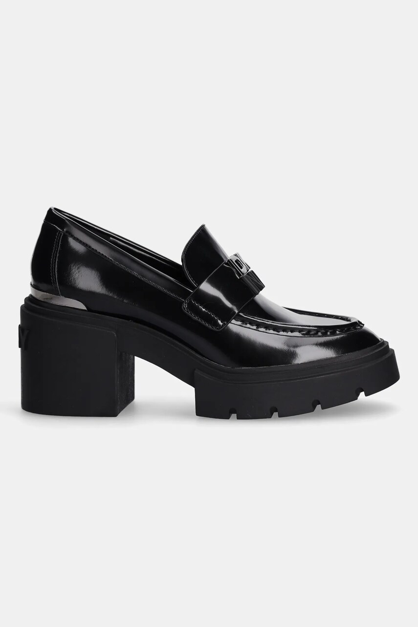 Шкіряні туфлі Dkny Texas колір чорний каблук блок K4455786