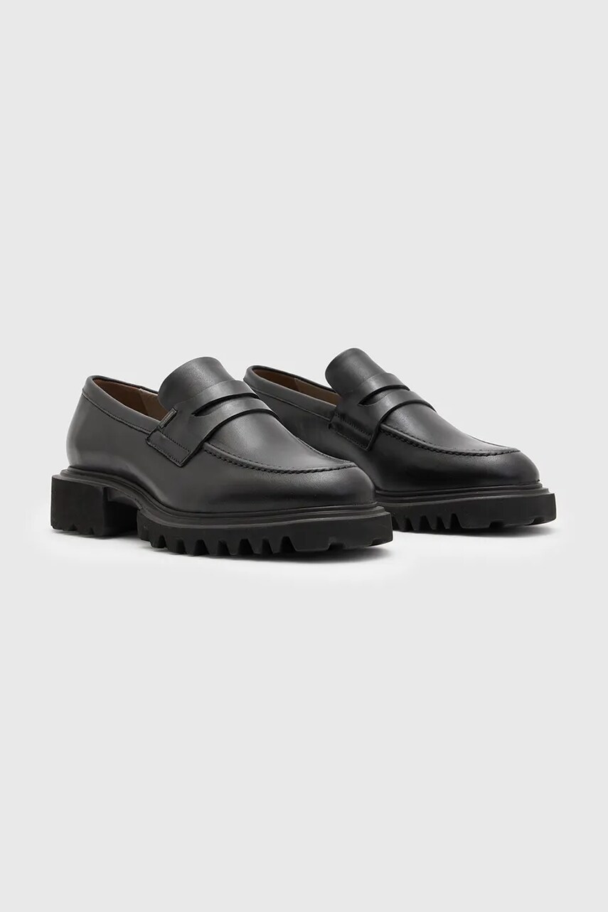 Шкіряні мокасини AllSaints Lola Loafer жіночі колір чорний на платформі W102FB