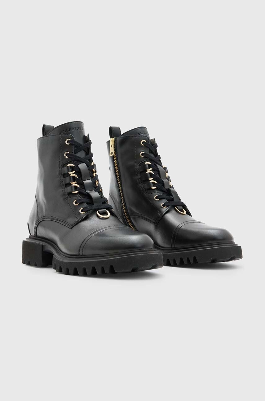Шкіряні черевики AllSaints Lydia Boot жіночі колір чорний на плоскому ходу W040FB