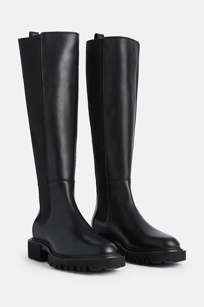 Чоботи AllSaints Maeve Boot жіночі колір чорний на плоскому ходу W098FB