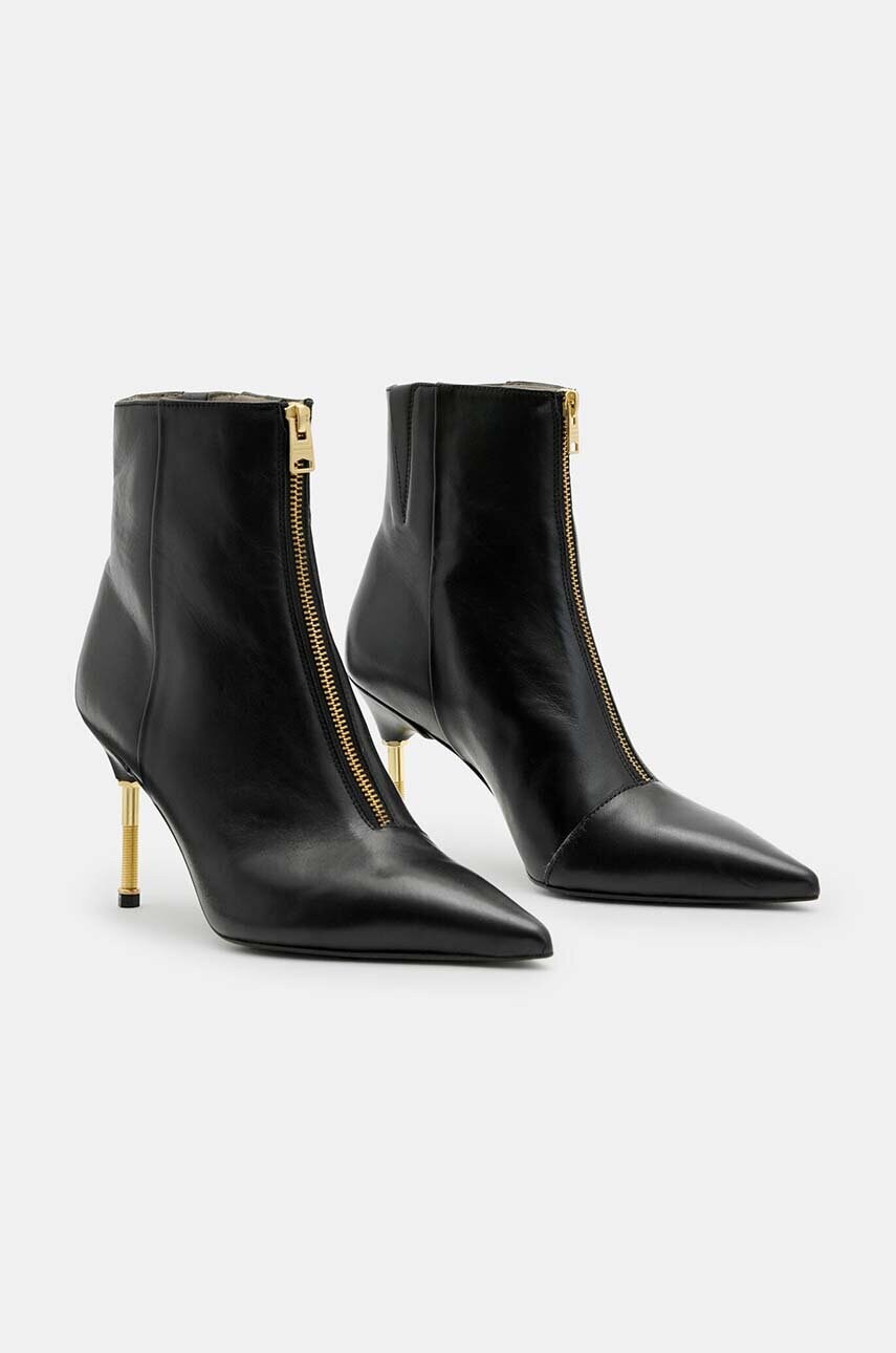 Шкіряні черевики AllSaints Natasha Boot жіночі колір чорний на шпильці W001FB