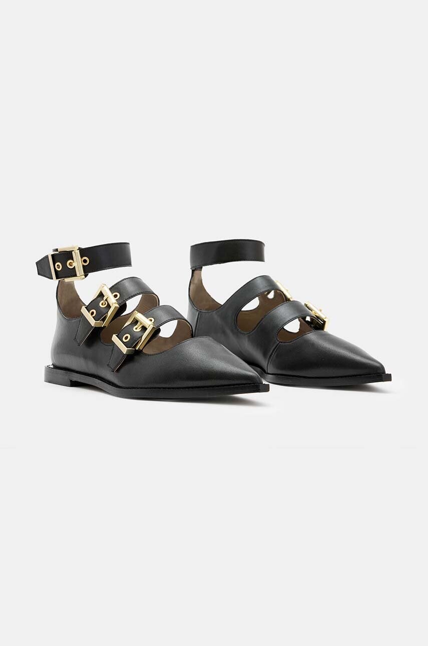 Шкіряні балетки AllSaints Susan Buckle Shoe колір чорний  W009FA