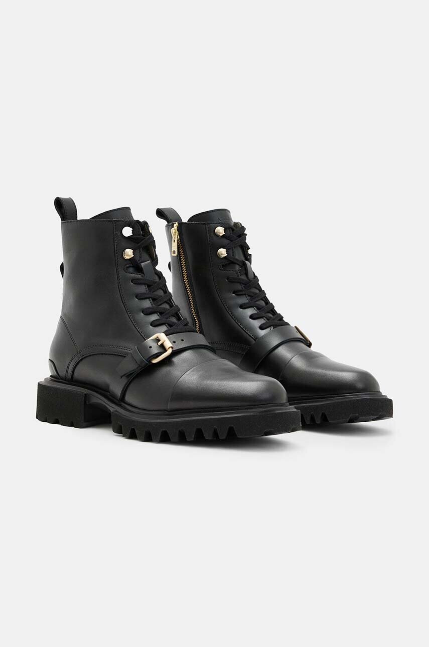 Шкіряні черевики AllSaints Tori Boot жіночі колір чорний на плоскому ходу W119FB