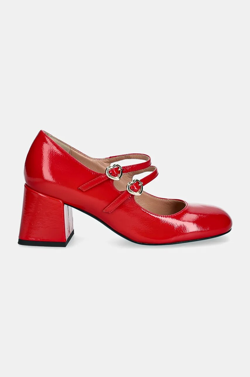 Шкіряні туфлі Love Moschino колір червоний каблук блок JA10567G0LII0504