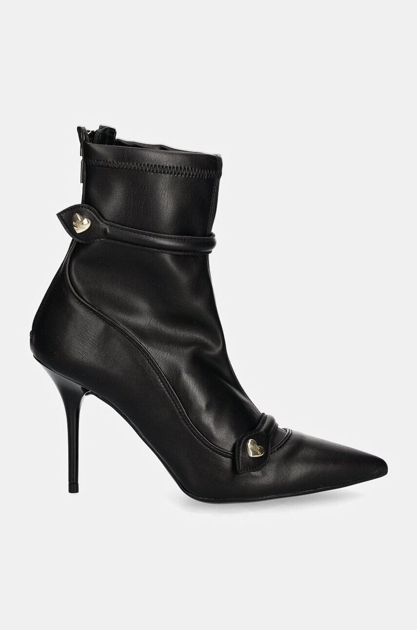 Черевики Love Moschino жіночі колір чорний на шпильці JA21099G0LIEZ000