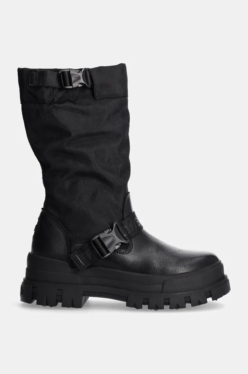 Чоботи Buffalo Aspha Com On жіночі колір чорний на плоскому ходу 1220047-BLK